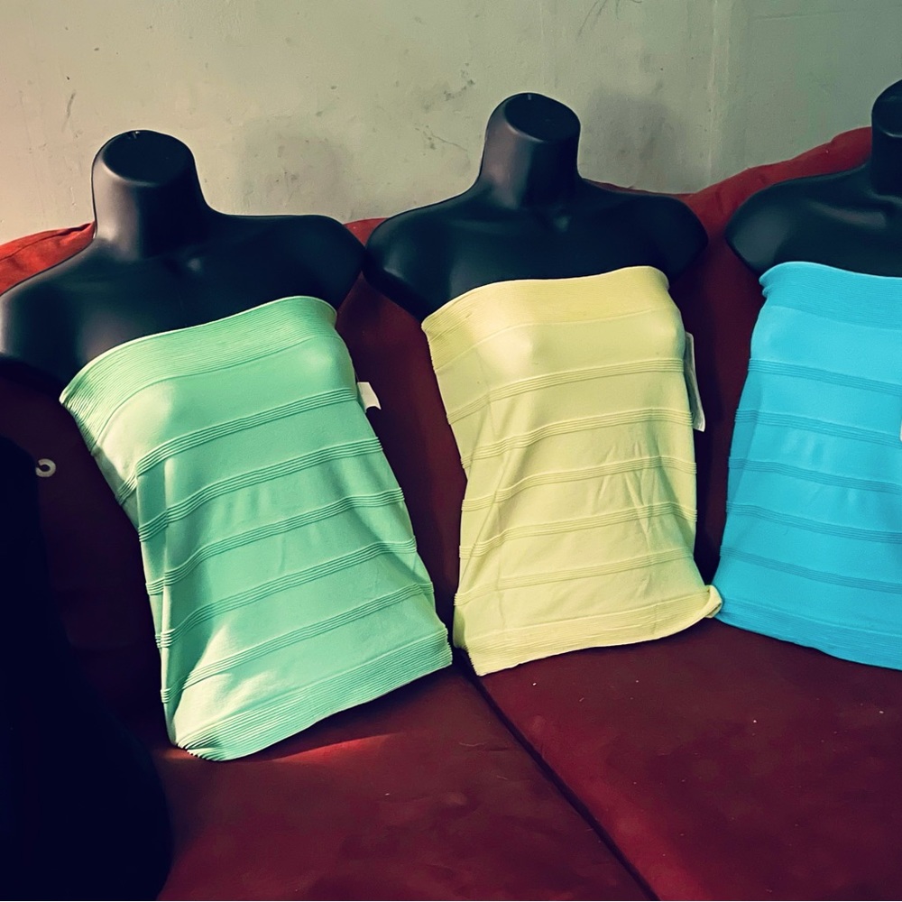 Tube tops green ,yellow ,black ,blue, brand name is Greenice .$18.00 each .